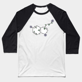 Serotonin neurotransmitter organic with flower and leaves floral. Baseball T-Shirt